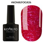 Гель-лак Komilfo DeLuxe Series G026 (малиновый с серебристыми блестками), 8 мл