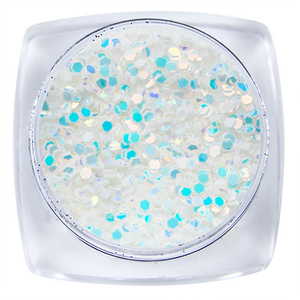 Komilfo диско дизайн №025, шестиугольники, белые, голограмма, (розовый перелив), (1 г), Цвет: 025