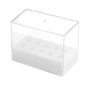 Подставка прямоугольная для фрез (насадок) с крышкой, на 10 шт, белая, Цвет: Белая