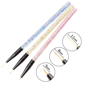 Набор кистей для дизайна с прозрачной ручкой, с блестками 3 шт, L-22