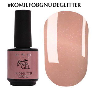 Komilfo Bottle Gel Nude Glitter з пензликом, 15 мл, Колір: Nude Glitter