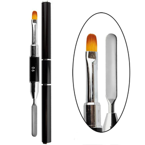 Кисть для акрил-геля №06, двусторонняя с лопаткой, искусственный ворс L-35