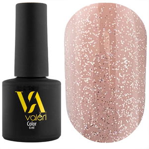 Гель-лак Valeri №025 (персиковый с блестками), 6 мл