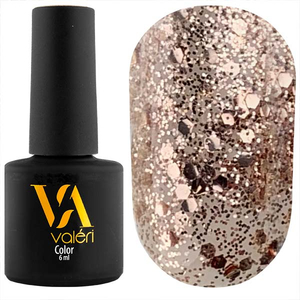 Гель-лак Valeri №108 (светлая бронза с блестками), 6 мл