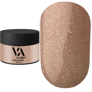 Valeri French base №020 (ніжно-персиковий зі срібним мікроблиском), 30 мл, Об`єм: 30 мл, Колір: 020
