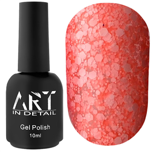 Гель-лак ART Bubble №B002 (напівпрозорий кораловий з білими пластівцями), 10 мл, Об`єм: 10 мл, Колір: B002