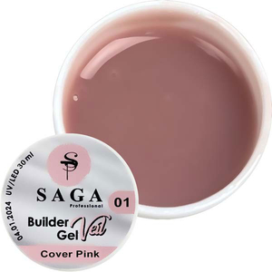 Гель для нарощування SAGA Builder Gel Veil №1 Cover Pink 30 мл, Об`єм: 30 мл, Колір: Cover Pink