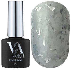 Valeri Base Potal №056 (молочно-серый с серебристой поталью), 6 мл, Объем: 6 мл, Цвет: 056