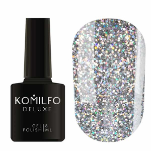 Гель-лак Komilfo DeLuxe Series №G007 (мелкие насыщенные серебристо-голографические блестки), 8 мл