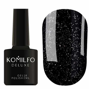 Гель-лак Komilfo DeLuxe Series №G023 (черный, серебристый микроблеск), 8 мл