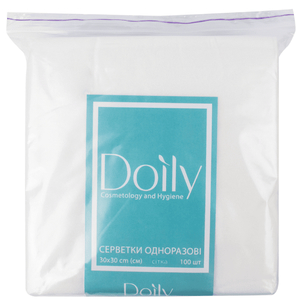 Салфетки в пачке 30*30, 40г/м2, 100 шт, сетка Doily, Структура: Сетка, Размер: 30x30, Фасовка: в пачке