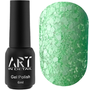 Гель-лак ART Bubble №B005 (полупрозрачный зеленый с белыми хлопьями), 6 мл