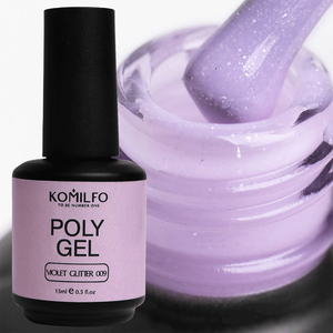 Komilfo PolyGel 009 Violet Glitter, 15 мл (с шиммером), Объем: 15 мл, Цвет: Violet Glitter
