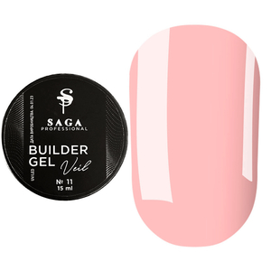 Гель для нарощування Saga Professional Builder Gel Veil №11 (пастельно-рожевий), 15 мл, Об`єм: 15 мл, Колір: 11