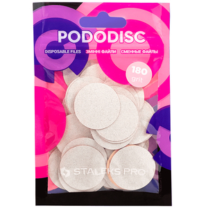 Сменные файлы белые для педикюрного диска 180 грит STALEKS PRO PODODISC L 50 шт PDF-25-180w, Вид: Сменные файлы, Диаметр: 25 мм, Абразивность: 180
