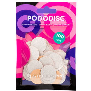 Сменные файлы белые для педикюрного диска 100 грит STALEKS PRO PODODISC M 50 шт PDF-20-100w, Вид: Сменные файлы, Диаметр: 20 мм, Абразивность: 100