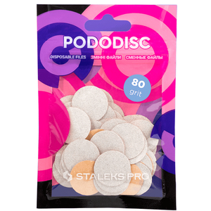 Сменные файлы белые для педикюрного диска 80 грит STALEKS PRO PODODISC M 50 шт PDF-20-80w, Вид: Сменные файлы, Диаметр: 20 мм, Абразивность: 80