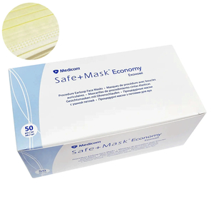 Маска медицинская трехслойная Medicom SAFE+MASK Economy (Yellow), 50 шт, Количество: 50 шт, Цвет: Yellow