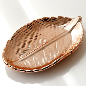 Керамическая палитра "Лист" для красок + подставка для кистей, розовое золото, Цвет: Розовое золото