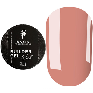 Гель для нарощування Saga Professional Builder Gel Veil №12 (кавовий нюд), 15 мл, Об`єм: 15 мл, Колір: 12