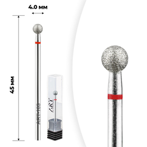 Фреза алмазная ART 103 шар красный 040, Форма: Шар, Цвет: Красный, Диаметр: 4 мм