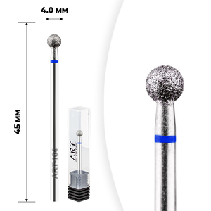 Фреза алмазная ART 104 шар синий 040, Форма: Шар, Цвет: Синий, Диаметр: 4 мм