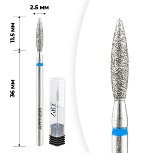 Фреза алмазная ART 206 пламя синее 025, Форма: Пламя, Цвет: Синий, Диаметр: 2,5 мм