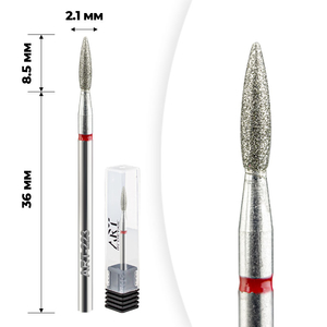 Фреза алмазная ART 223 пламя красное 021, Форма: Пламя короткое, Цвет: Красный, Диаметр: 2,1 мм