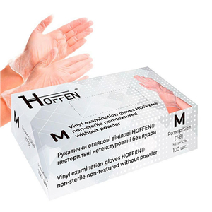 Перчатки виниловые HOFFEN прозрачные размер M