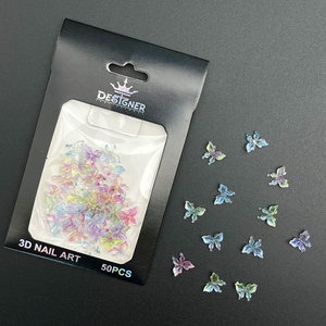 Набор объемного 3D декора Designer Разноцветные бабочки с шиммером - D4 100 шт/уп., Цвет: D4