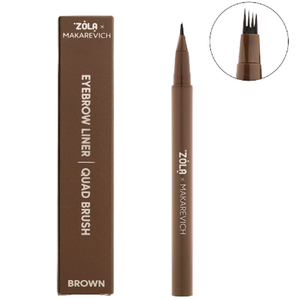 Лайнер для бровей с квадро-кистью ZOLA x Makarevich Brown, Цвет: Brown