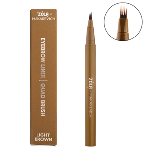 Лайнер для бровей с квадро-кистью ZOLA x Makarevich Light Brown, Цвет: Light Brown