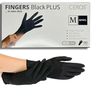 Перчатки нитриловые CEROS Black PLUS размер М 5 г, Размер: М