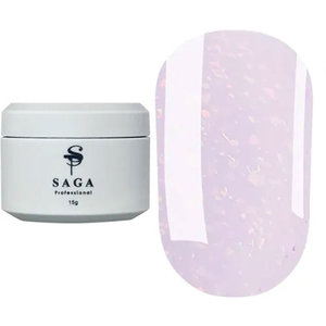 Гель для наращивания Saga Professional Magic Builder Gel 01, молочный с цветными хлопьями потали, 15 мл, Объем: 15 мл, Цвет: 01
