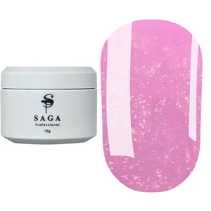 Гель для наращивания Saga Professional Magic Builder Gel 03, розовый с цветными хлопьями потали, 15 мл, Объем: 15 мл, Цвет: 03
