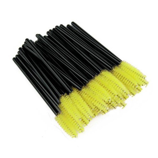 Щеточка для бровей и ресниц прямая, желтая, 50 шт., Цвет: 005
