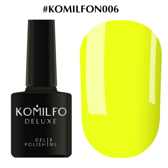 Гель-лак Komilfo DeLuxe Series №N006 (желтый, неоновый), 8 мл, Цвет: 006
, Цвет: Желтый