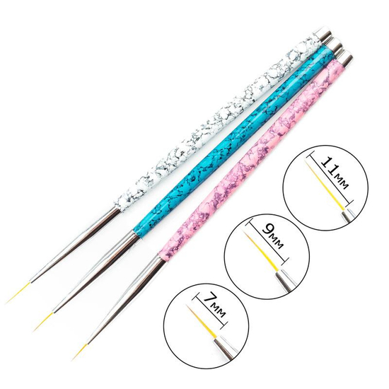 Набір пензлів для малювання, 3 шт, мармурова ручка L15