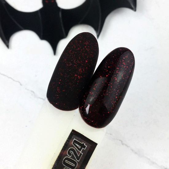 Гель-лак Komilfo DeLuxe Series №G024 (чорний з червоними блискітками), 8 мл2