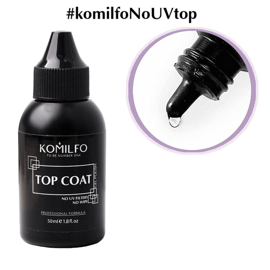 NEW Komilfo No Wipe Top No Filters - топ для гель-лаку без липкого шару БЕЗ УФ-фільтрів (без пензлика), 50 мл, Об`єм: 50 мл