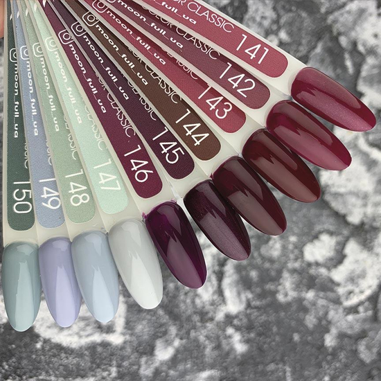 Гель-лак MOON FULL color Gel polish №147 (серо-голубой, эмаль), 8 мл2