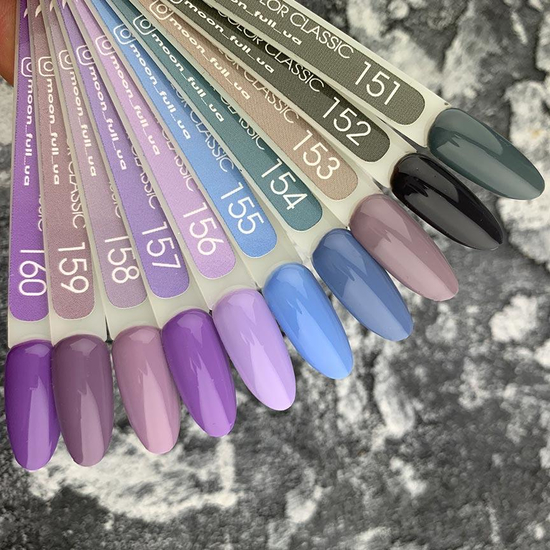 Гель-лак MOON FULL color Gel polish №153 (серо-сиреневый, эмаль), 8 мл2