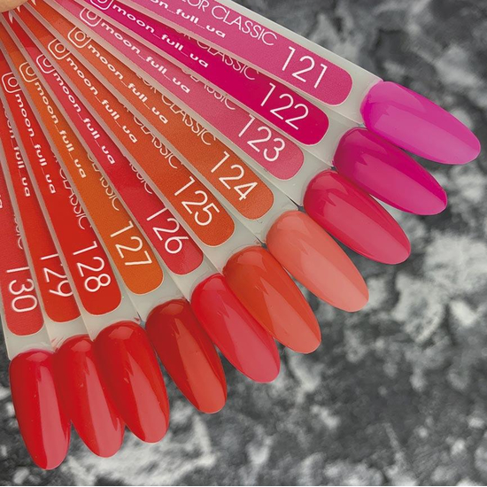 Гель-лак MOON FULL color Gel polish №127 (червоно-помаранчевий темний, емаль), 8 мл2