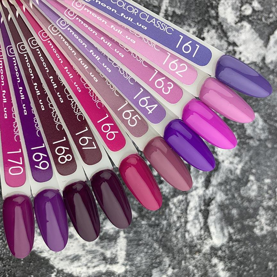 Гель-лак MOON FULL color Gel polish №161 (лавандовый, эмаль), 8 мл2