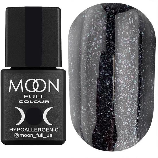 Гель-лак MOON FULL color Gel polish №189 (чорний з блискітками, мікроблекс), 8 мл