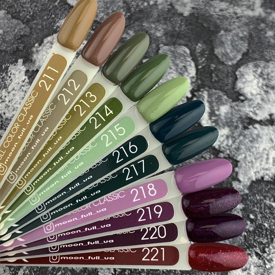 Гель-лак MOON FULL color Gel polish №213 (темно-оливковий, емаль), 8 мл2
