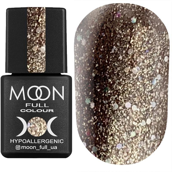 Гель-лак MOON FULL color Gel polish №322 (темний бежевий з різнобарвним глітером), 8 мл