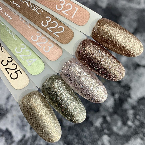 Гель-лак MOON FULL color Gel polish №322 (темний бежевий з різнобарвним глітером), 8 мл2