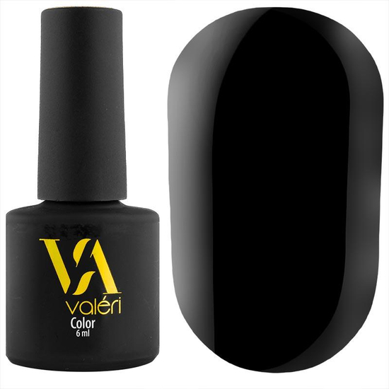 Гель-лак Valeri №020 (черный, эмаль), 6 мл