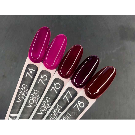 Гель-лак Valeri №075 (яскрава фуксія, емаль), 6 мл2